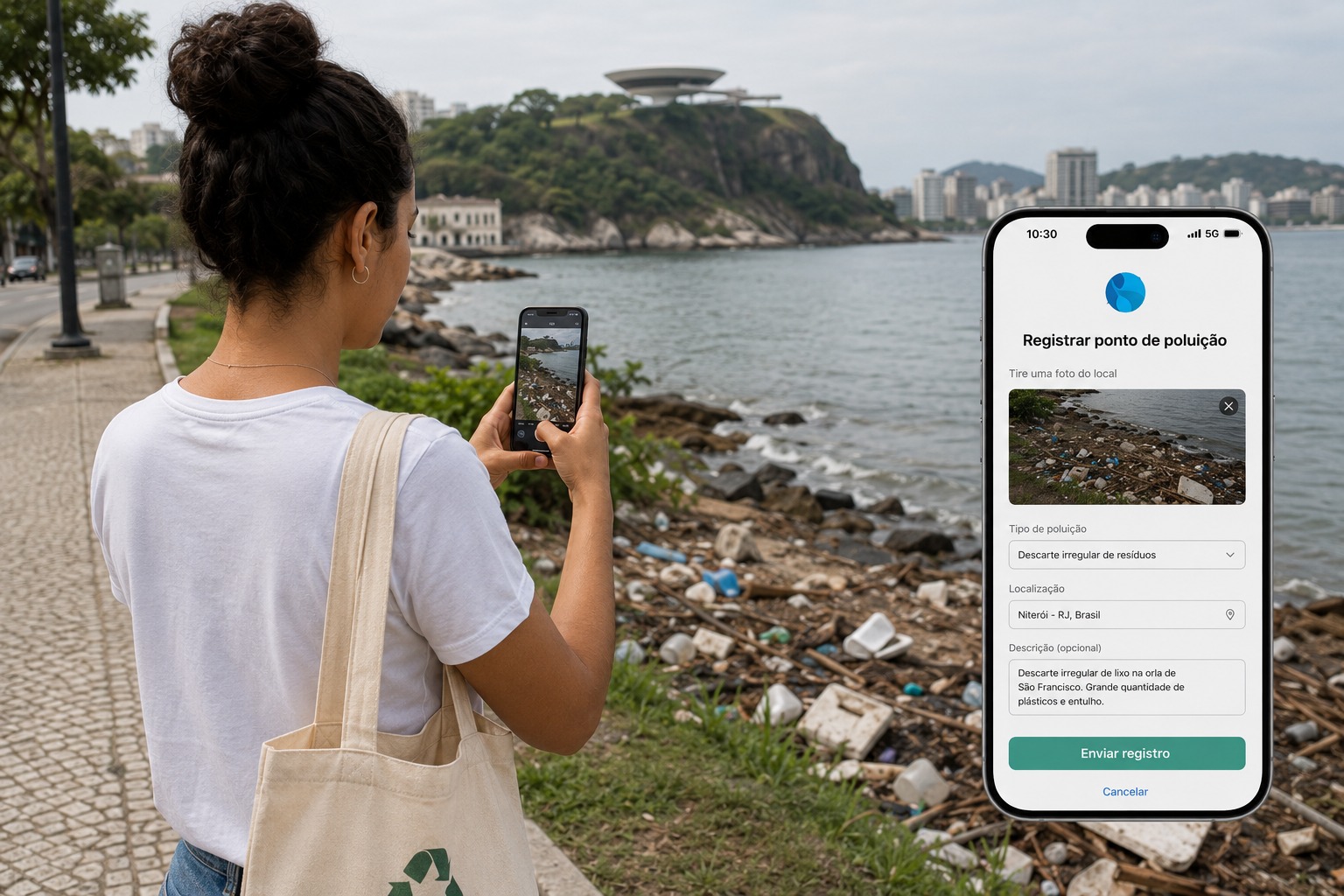 Pessoas usando o app em campo